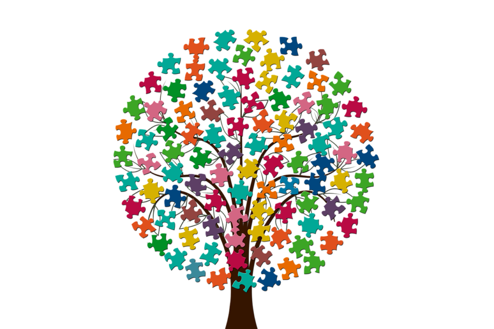 puzzle pieces on tree branches jigsaw ideas in the mind autism